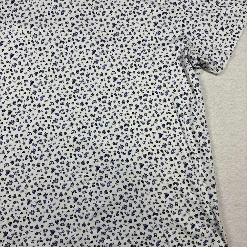 Polo Ralph Lauren Polo Shirt White Blue Floral Print Preppy Men 2XB Big Cotton